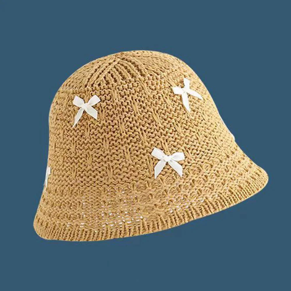 Korean Bowknot Straw Hat For Women Outdoor