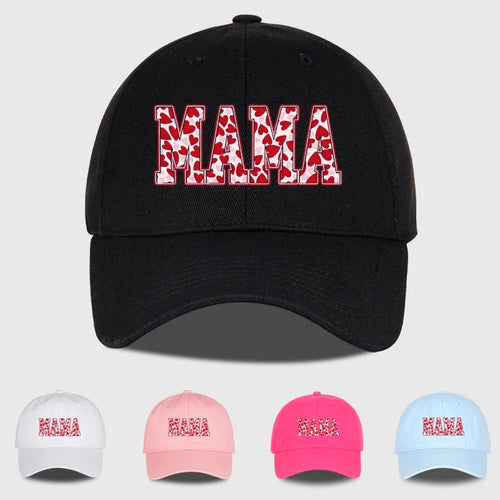 "Mama" Heart Print Baseball Cap Women Vintage