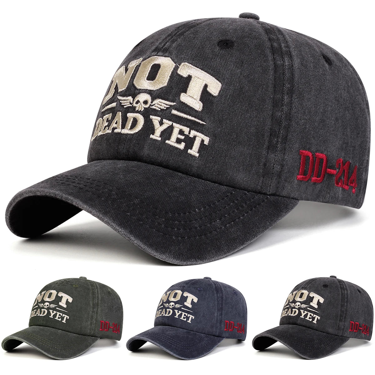 Unisex Not Dead Yet Embroidery Wash Baseball Caps Spring Autumn