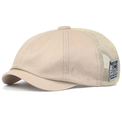 Summer Mesh boy Cap Breathable Cotton Peaky Octagonal Hat Vintage Casual Cap