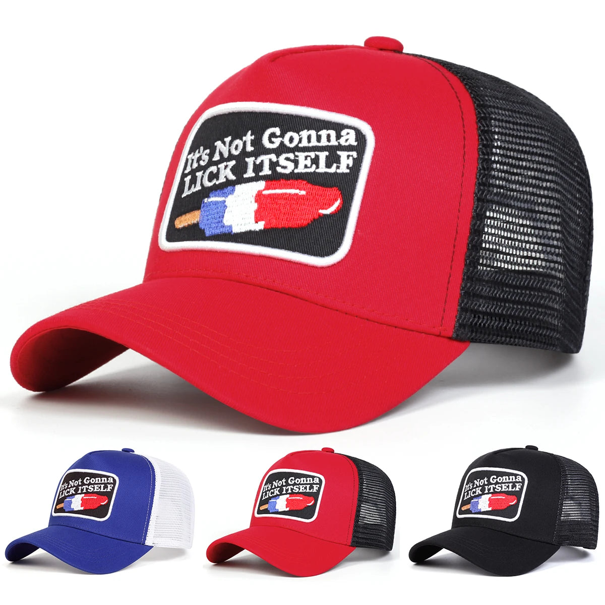 Unisex Lick Itself Letter Embroidery Baseball Net Caps Spring and Summer