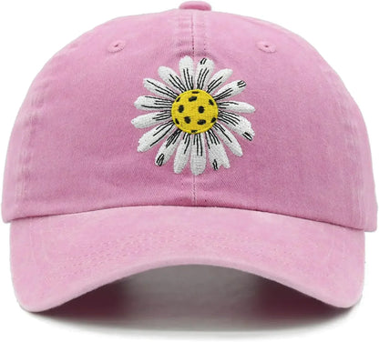 Daisy Washed Denim Embroidered Baseball Cap  Adjustable Classic Trucker Hat Outdoor Activies