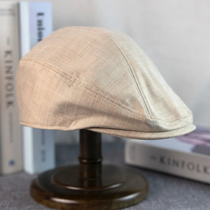 New Solid Spring And Summer Casual Men Flat Summer Linen Beret Hat