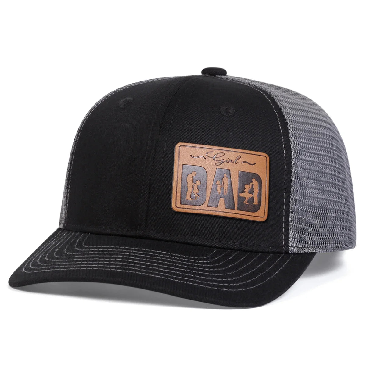 Unisex Dad Letter Brown Leather Label Baseball Net Caps Spring Summer