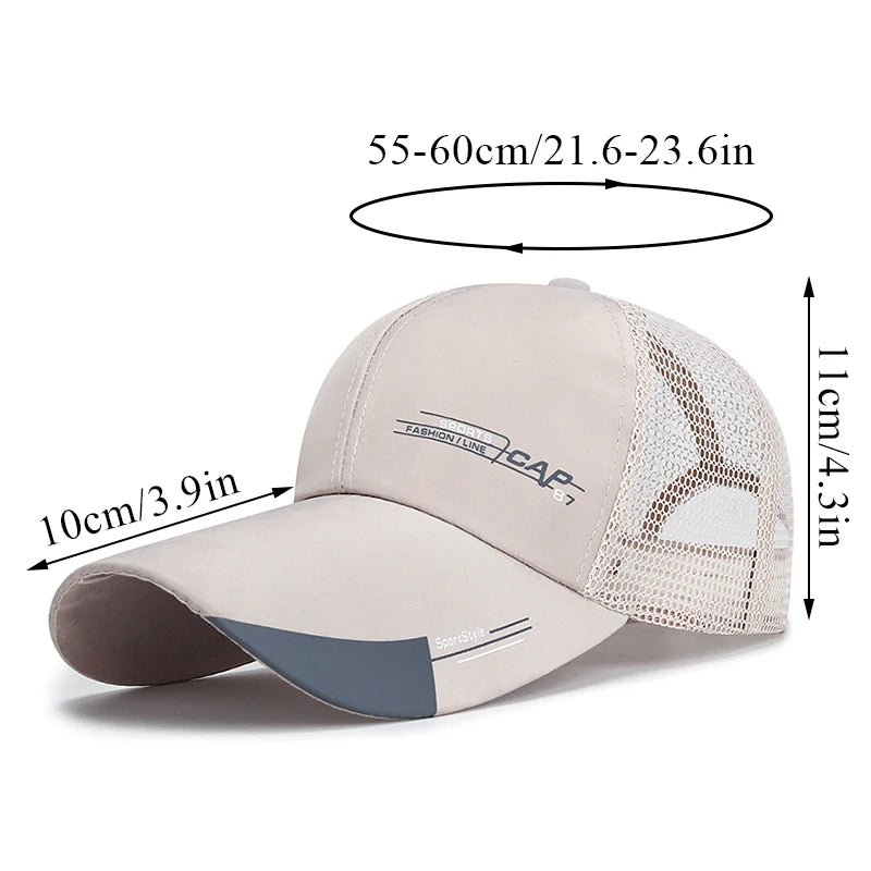 Mesh Sports Cap Men For Fish Breathable Baseball Cap Outdoor Visor Cap Long