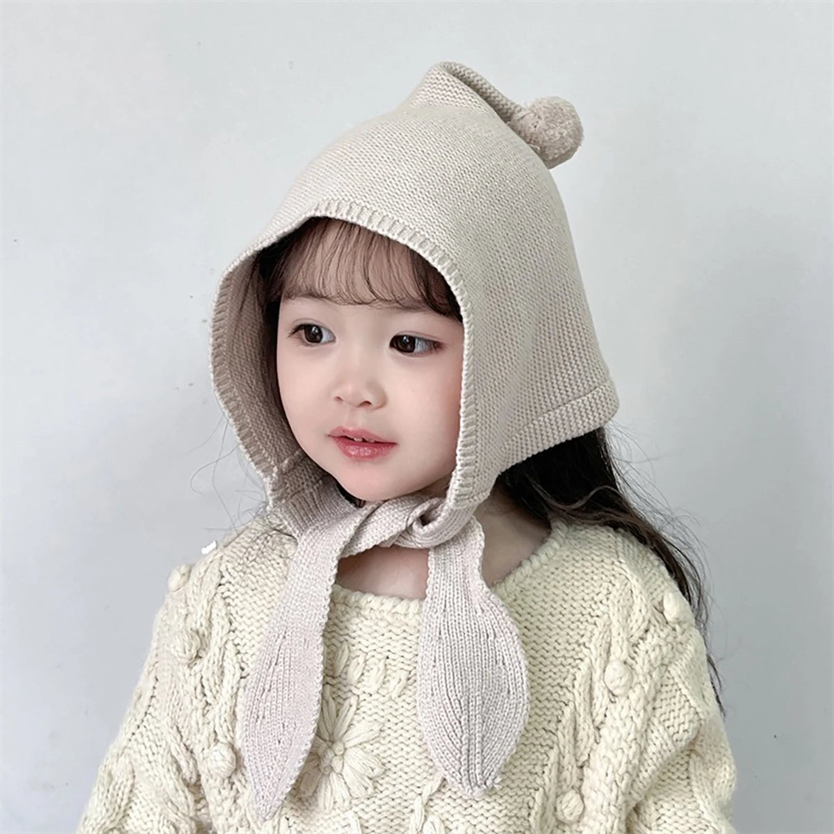 Winter Warm Kids Headgear Cap Solid Color Woolen Knitted Hat 2-8 Years Girl Children