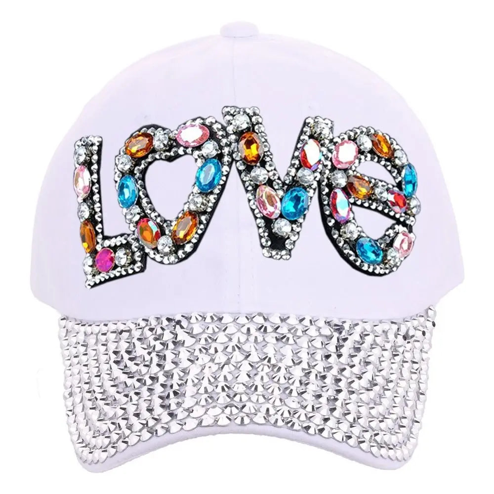 Outdoor Sports Love Rhinestones Baseball Caps Women Girls