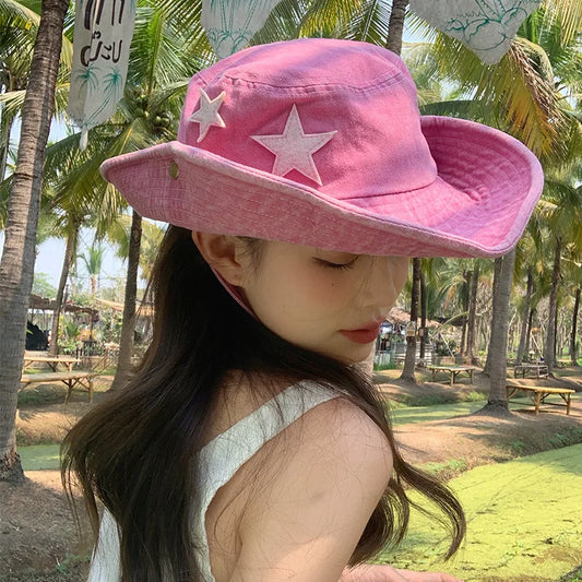 Punk Star Wide Brim Cowboy Hat For Women