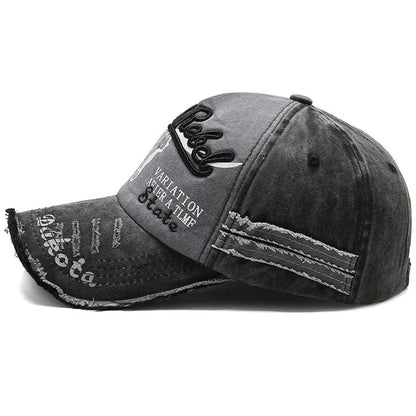 Unisex Washed Cotton Vintage Cap Letter Embroidery Baseball Cap