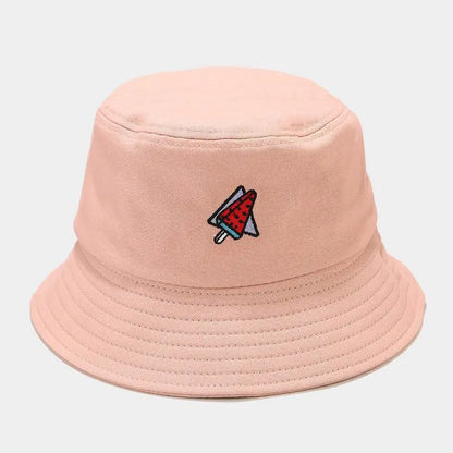 2024 Panama Bucket Hat Fruit Strawberry Embroidered Fishing Cap