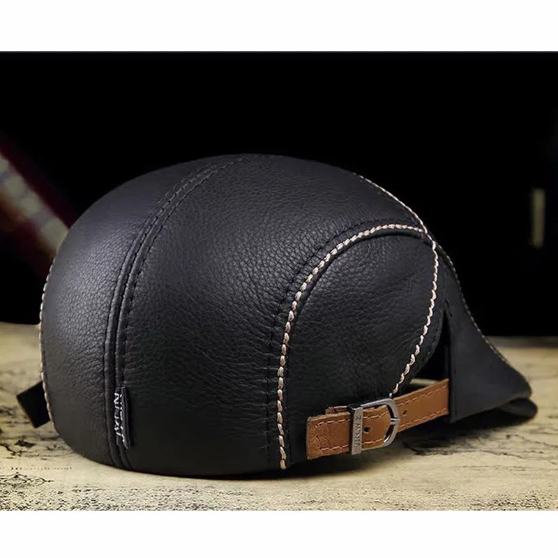 2025 Spring Man Genuine Leather Cowhide Beret Hats