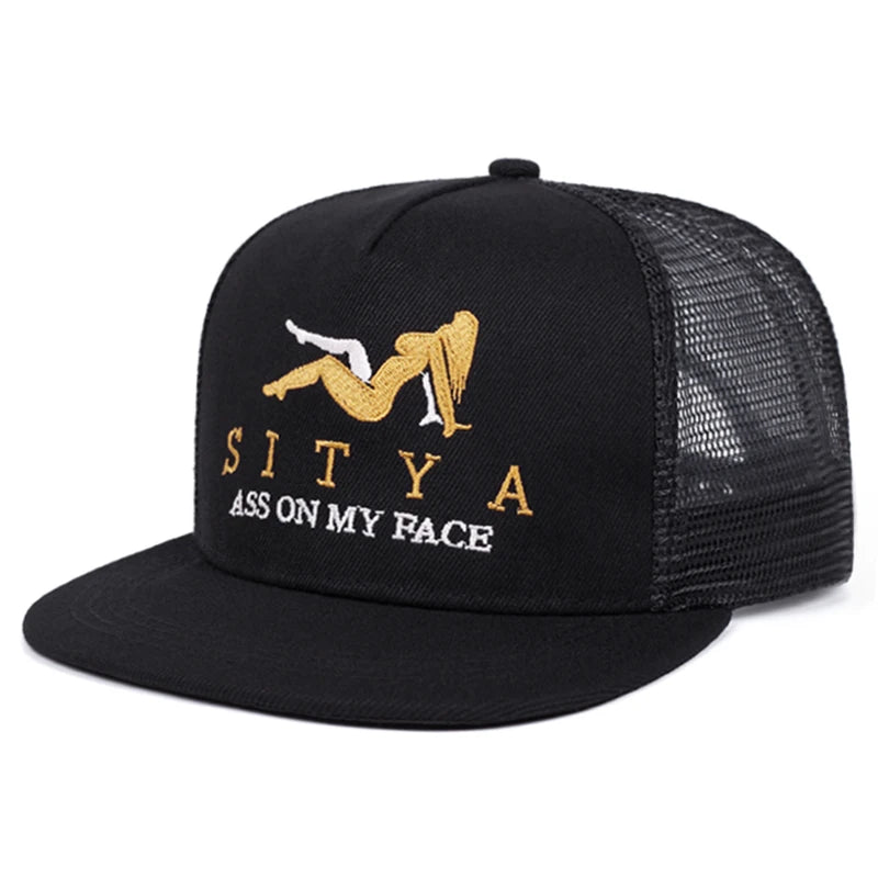 2026 New Flat Edge Hat Creative Letter Embroidered Baseball Hat
