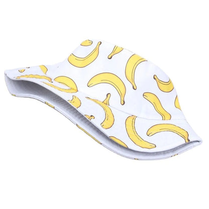 Summer Spring Thin Shade Banana Print Cotton Polyester Soft Bucket Hat