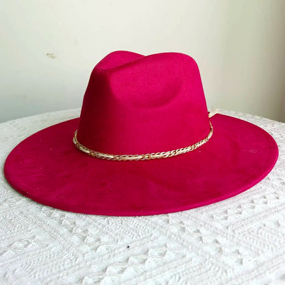 New Free People Rancher Suede Wide Brim Hat Felt Jazz Hat, Classic Church Hat