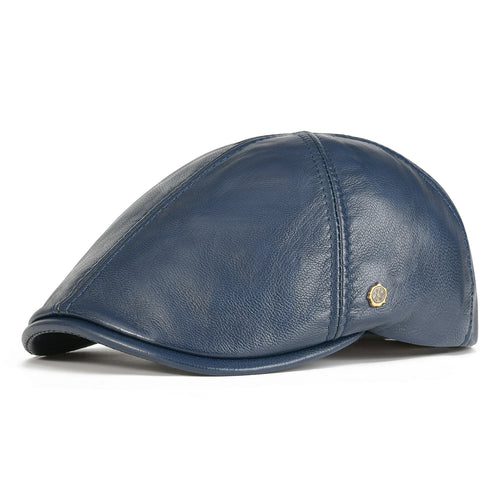 Lambskin Leather Ivy Newsboy Caps 6 Panel Cabbie Beret Hat