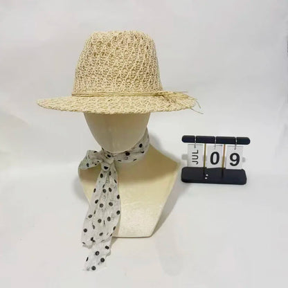 Japanese Simple Hollow Out Panama Straw Hat For Women Spring Summer