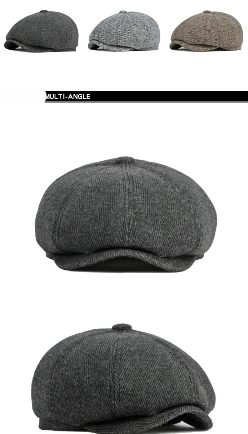 Men Berets Autumn Winter Cap Hat Thick Warm Men Beret Cap Male Vintage
