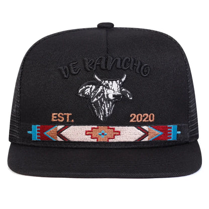 Unisex Bullhead Letter Embroidery Hip-hop Net Hats Spring Summer