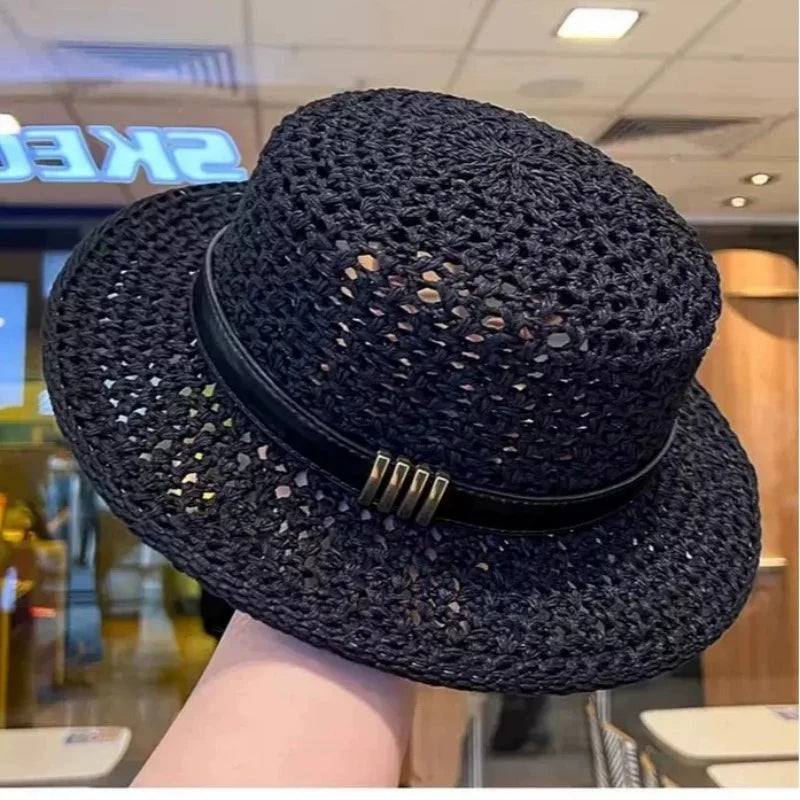 New Flat Top Sun Hat 2026 Delicate Weaving Straw Hat
