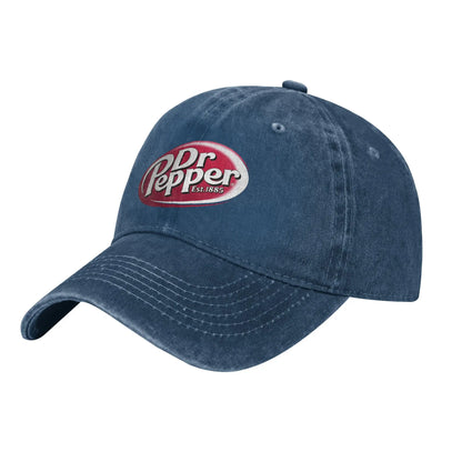 Dr Pepper Letter Baseball Cap Casual Distressed Washed Drink Baseball Hat for Men Women