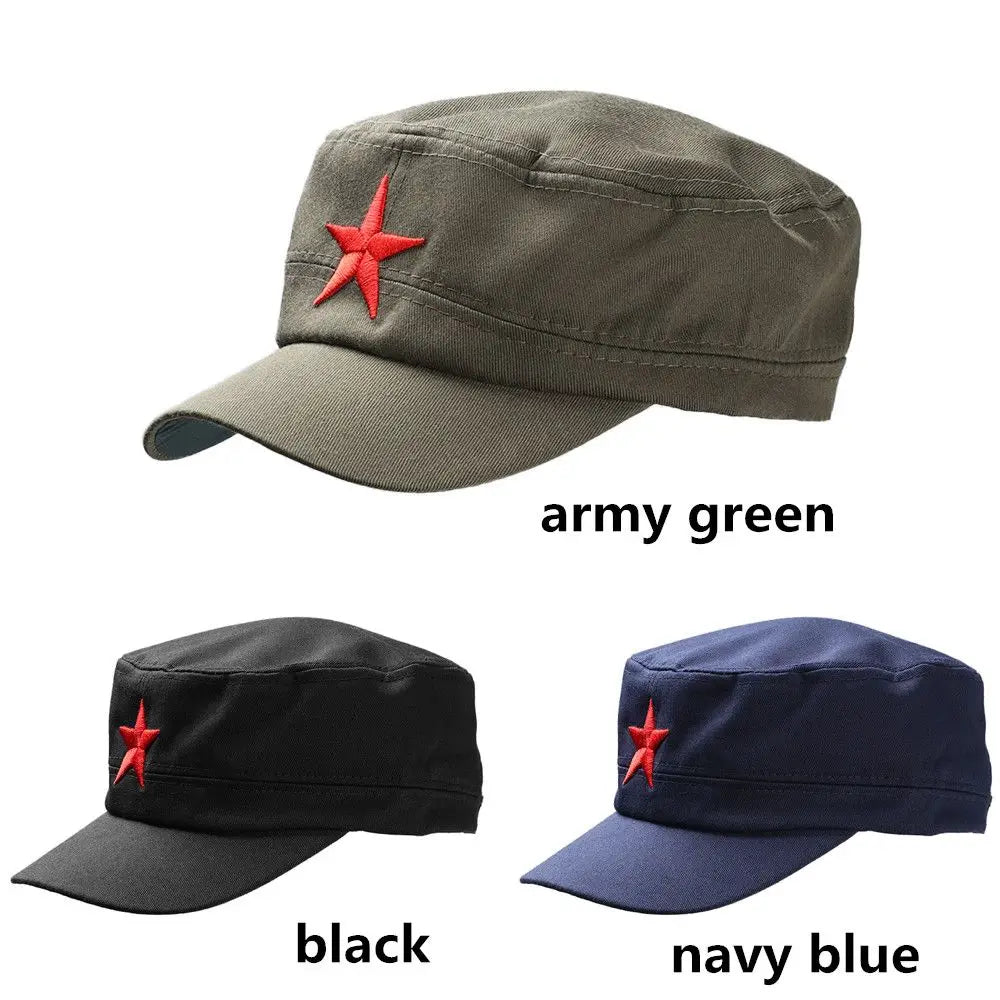 Classic Men Military Caps Men's Women's Fitted Baseball Caps Red Star