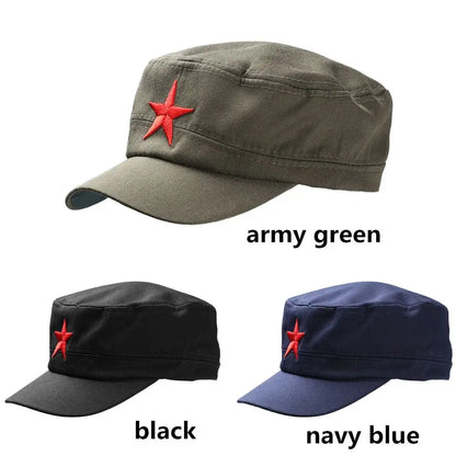 Classic Men Military Caps Men's Women's Fitted Baseball Caps Red Star
