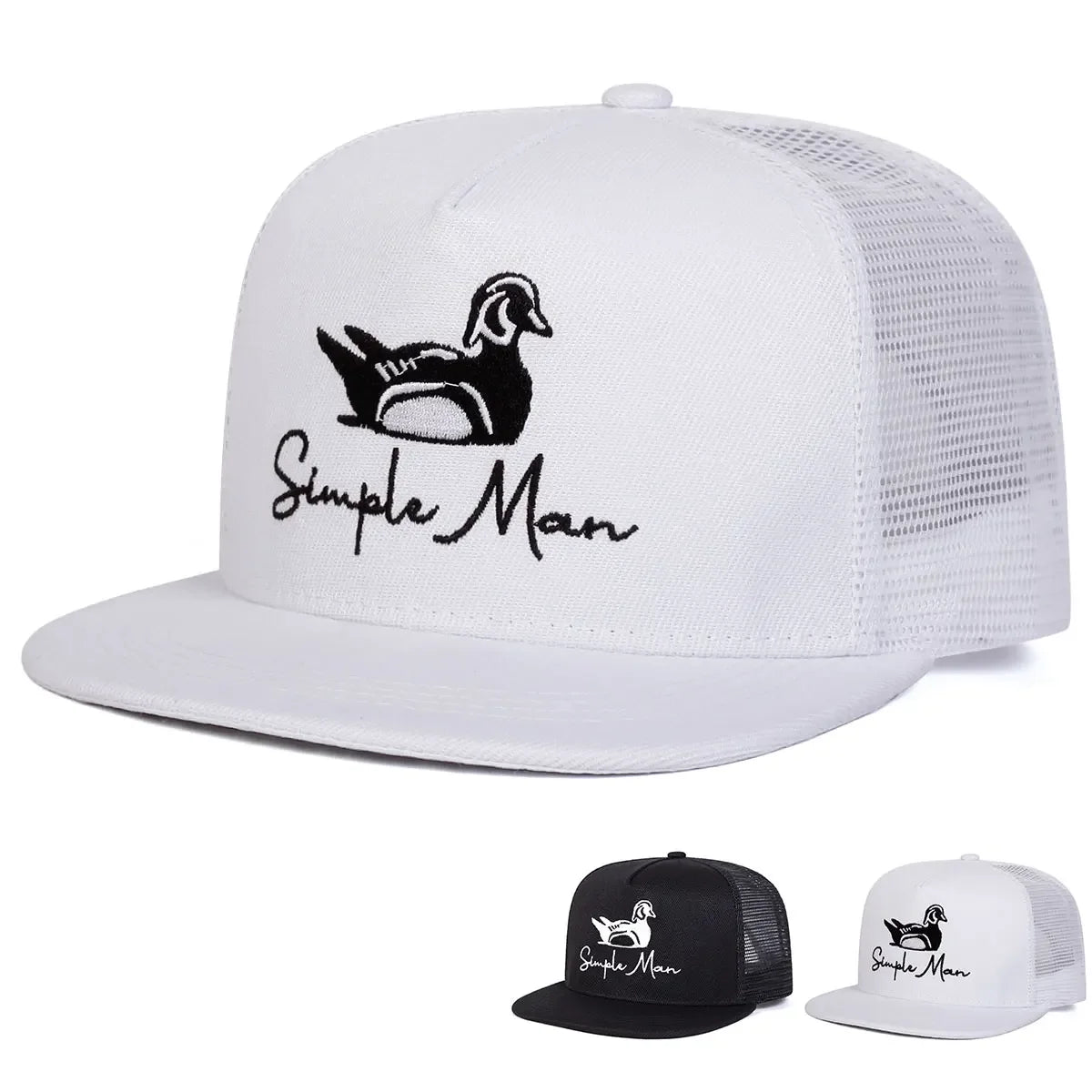Unisex Simple Man Duck Embroidery Hip-hop Net Hats Spring Summer