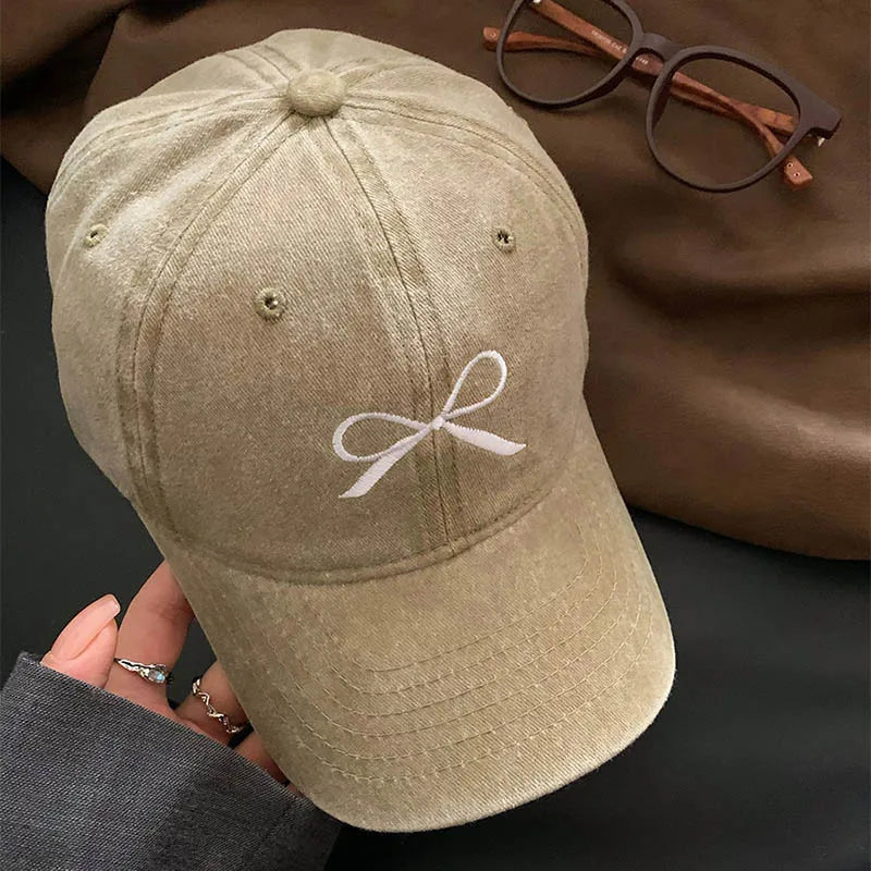 Women Y2K Korean Washed Denim Snapback Hat
