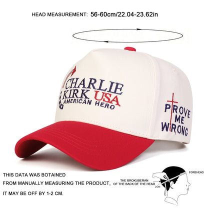 Unisex Charlie Kirk Usa Letter Embroidery Baseball Caps Spring Autumn