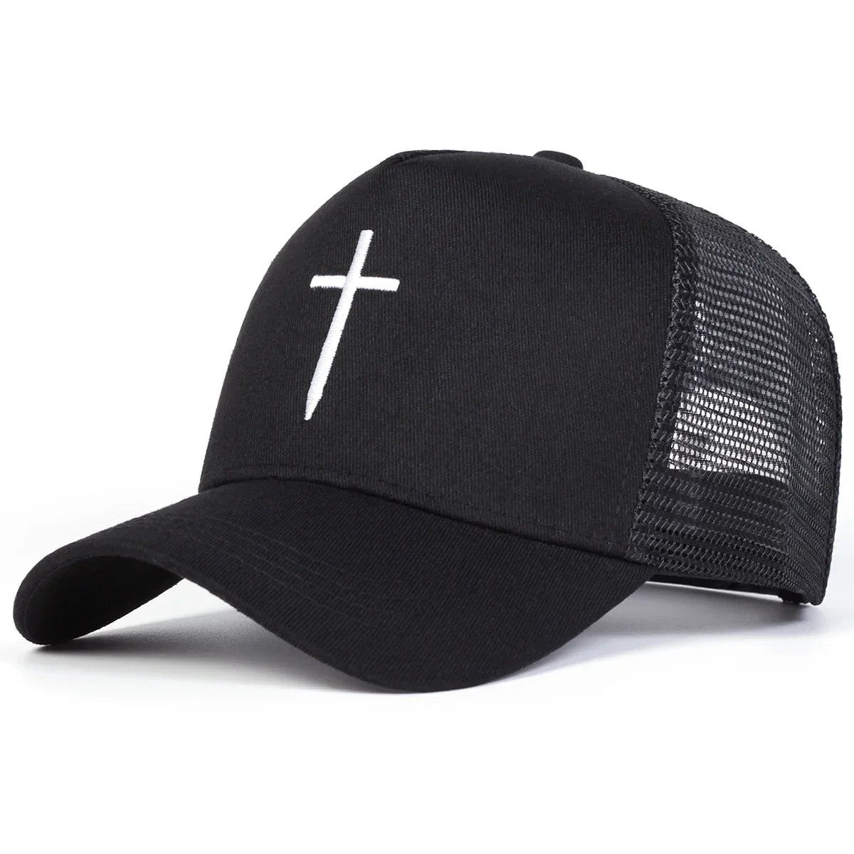Unisex Cross Embroidery Baseball Net Caps Spring Summer