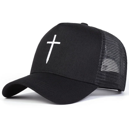 Unisex Cross Embroidery Baseball Net Caps Spring Summer