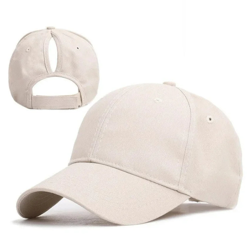 Summer Women's Hat, Ponytail Diagonal Baseball Cap, Cotton, Foreign Trade