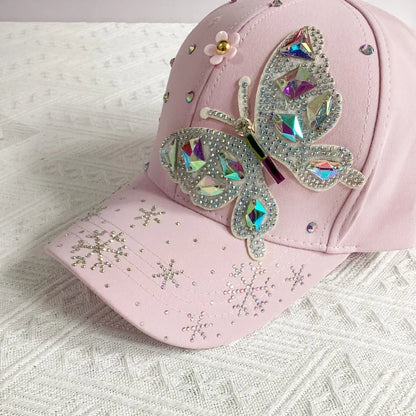 New Fashion Colorful Rhinestone Butterfly Baseball Cap