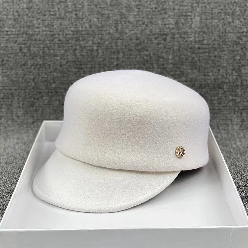 Winter Wool Felt Japan M Letter Street Visors Cap