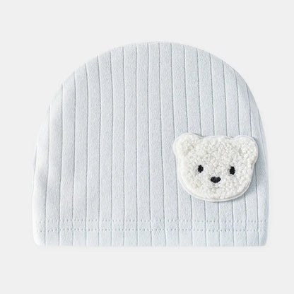 Soft Infant Beanies Caps Baby Hat Cartoon Bear Boneless Muslin Hat Newborn 0-3M