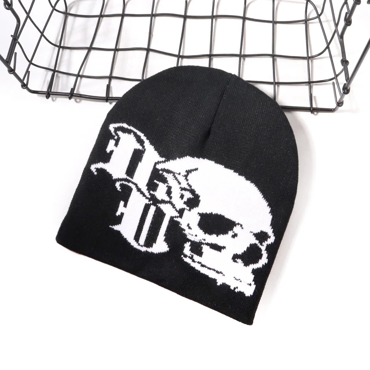 European And American Skull Jacquard Knitted Hat