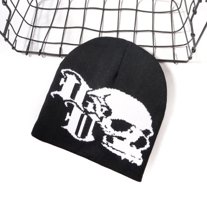 European And American Skull Jacquard Knitted Hat