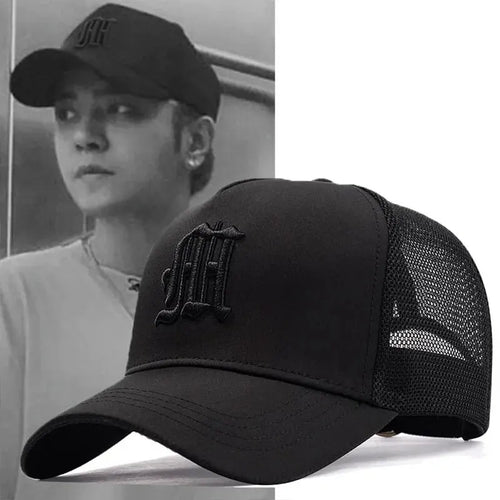 Hat Men's Summer Thin High Top Baseball Cap Tide Big Head Fence Mesh Breathable Cap