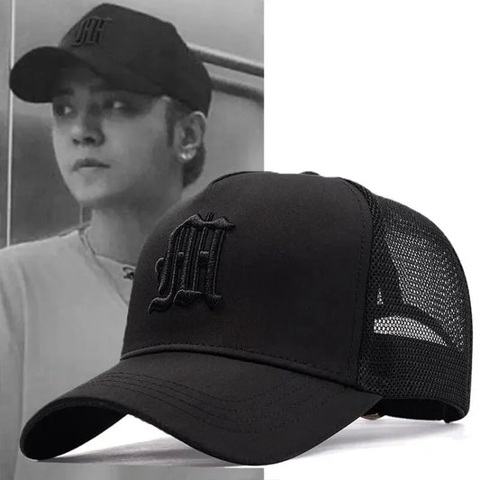 Hat Men's Summer Thin High Top Baseball Cap Tide Big Head Fence Mesh Breathable Cap