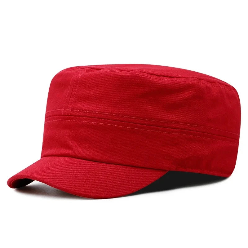 Big Size Sun Hats Full Close Flat Army Cap Male Short Peaked Fitted Cap