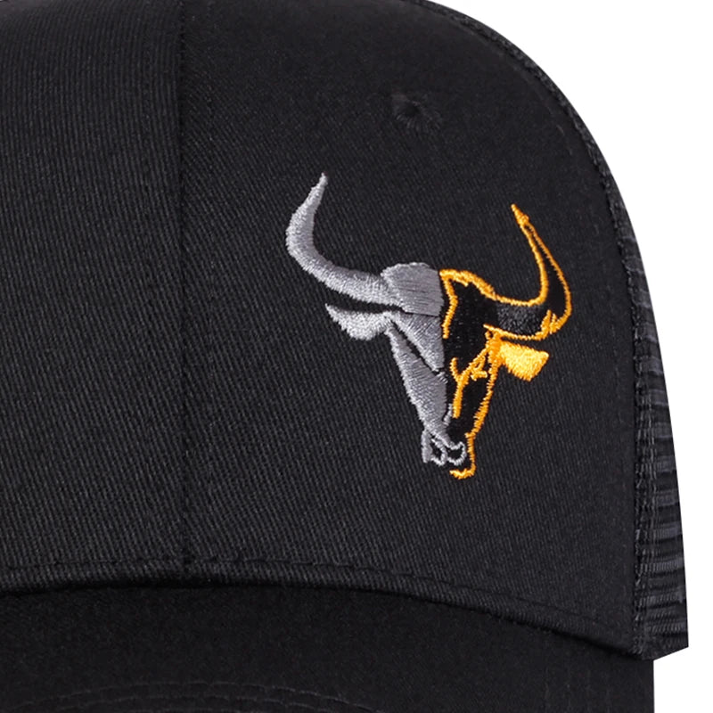 Unisex Ox Head Embroidery Baseball Net Caps Spring and Summer