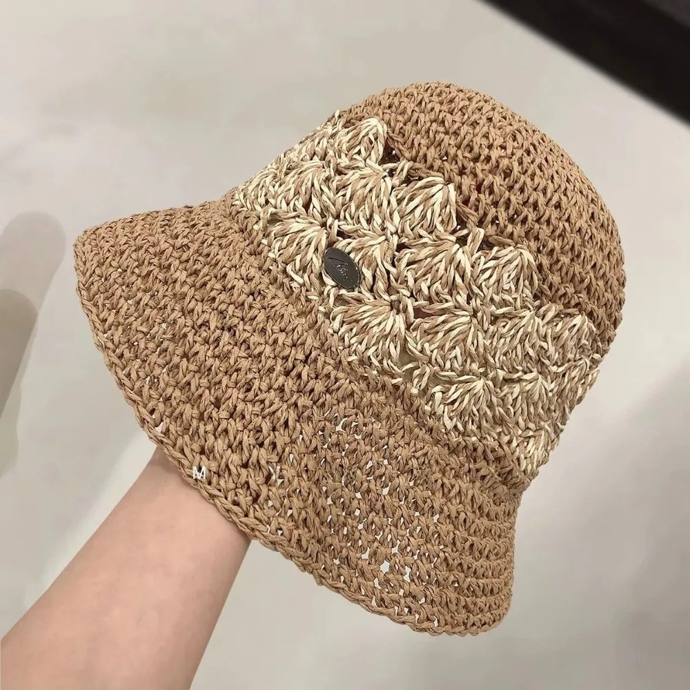 Casual Large Brim Woven Hat Hollow Out Foldable Straw Hat