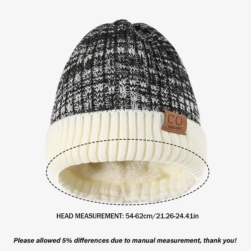 Women Brimless Cap Women Men Warm Lined Knit Ski Beanie Knitted Hats