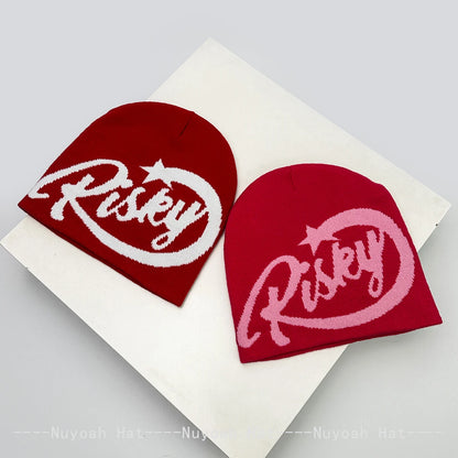 New Men Women American Trend Jacquard Risky Letters Knitted Hats