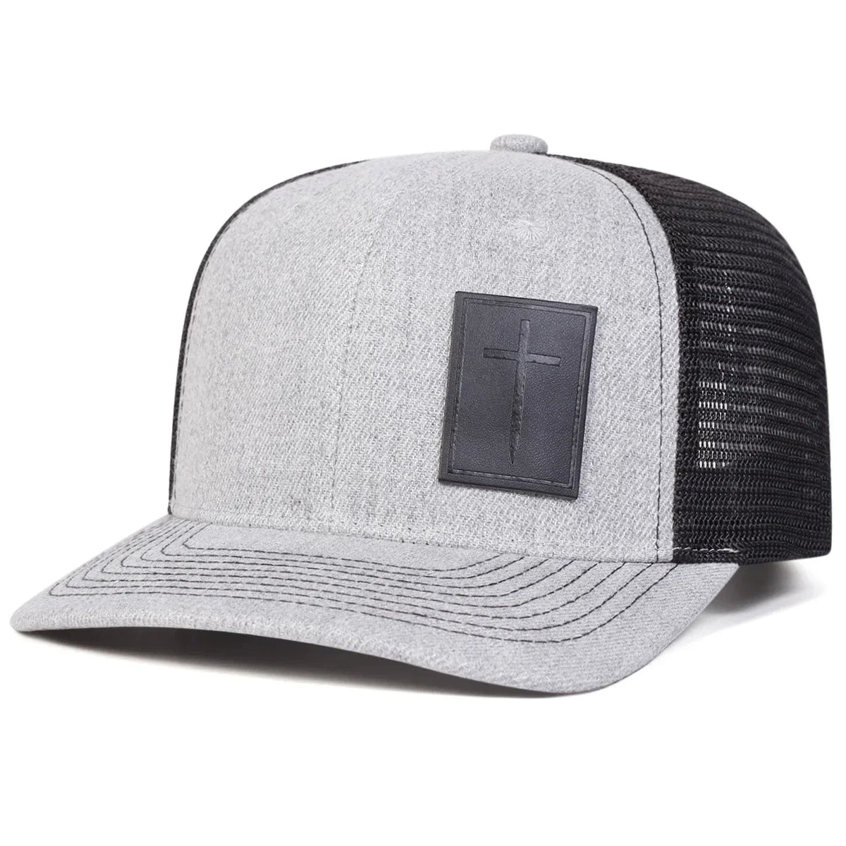 Unisex Cross Black Leather Label Baseball Net Caps Spring Summer