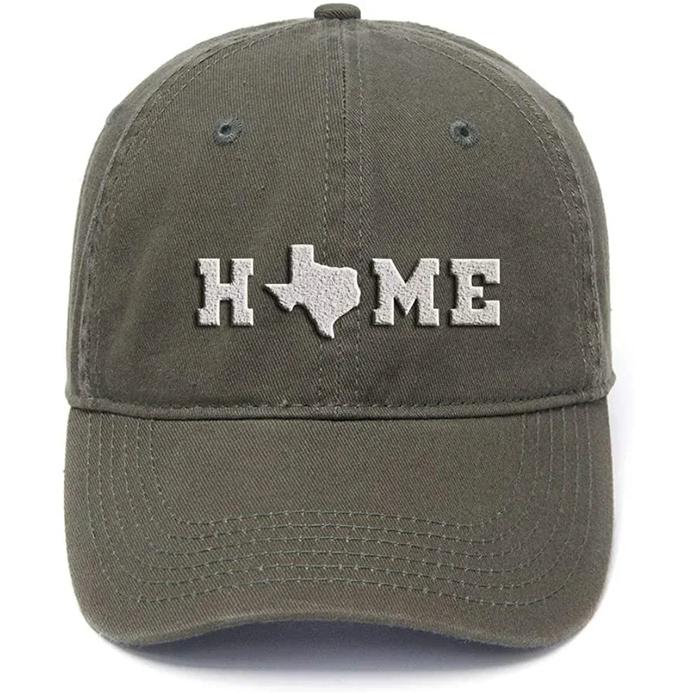 Lyprerazy Texas Home State Washed Cotton Men Women Unisex Hip Hop Cool Flock Printing Baseball Cap