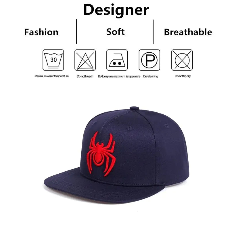 Unisex Spider Embroidery Hip-Hop Hats Spring Autumn