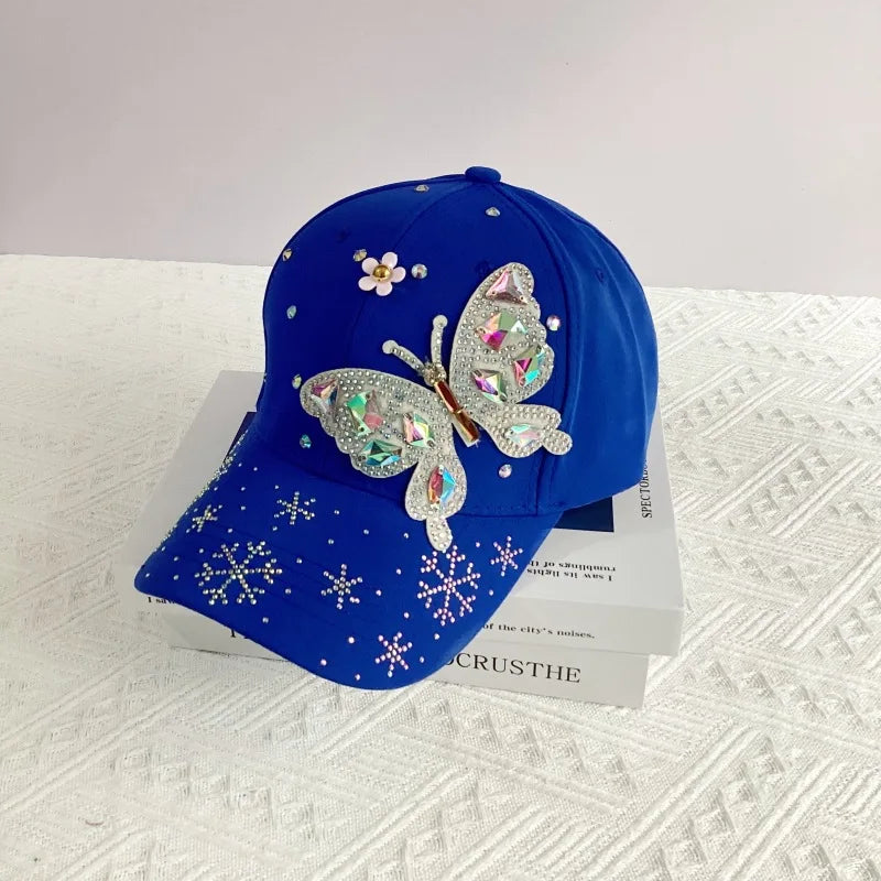 New Fashion Colorful Rhinestone Butterfly Baseball Cap