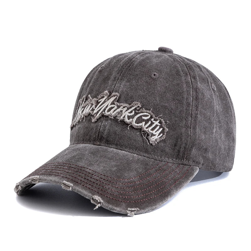 Unisex Retro Style Baseball Cap New York City Embroidery Washed Cotton Cap Men Women