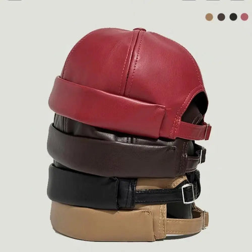 Men Women PU Leather Landlord Caps Retro Autumn Winter